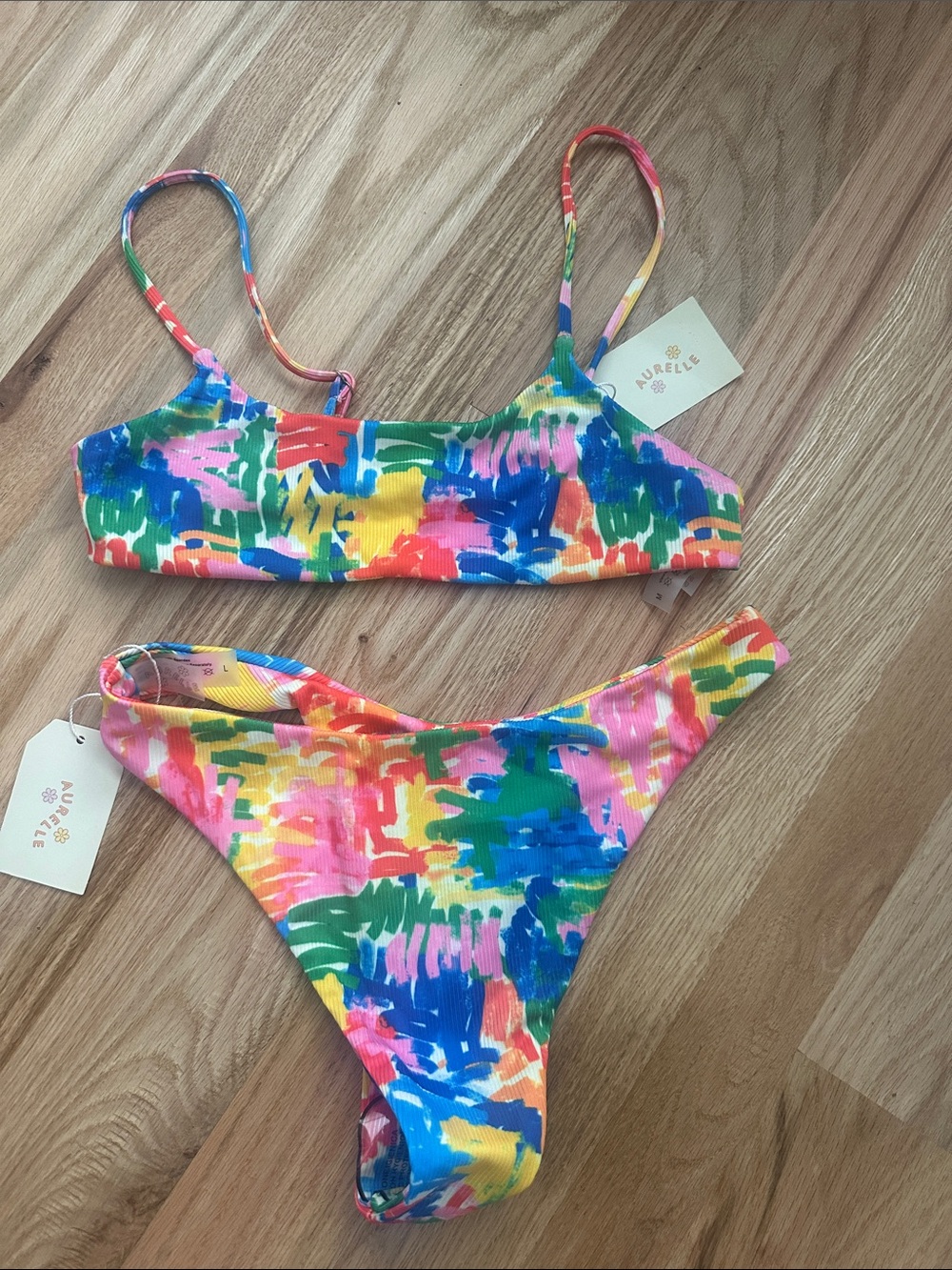 Aurielle Bright Multicolor Brushstroke Bikini